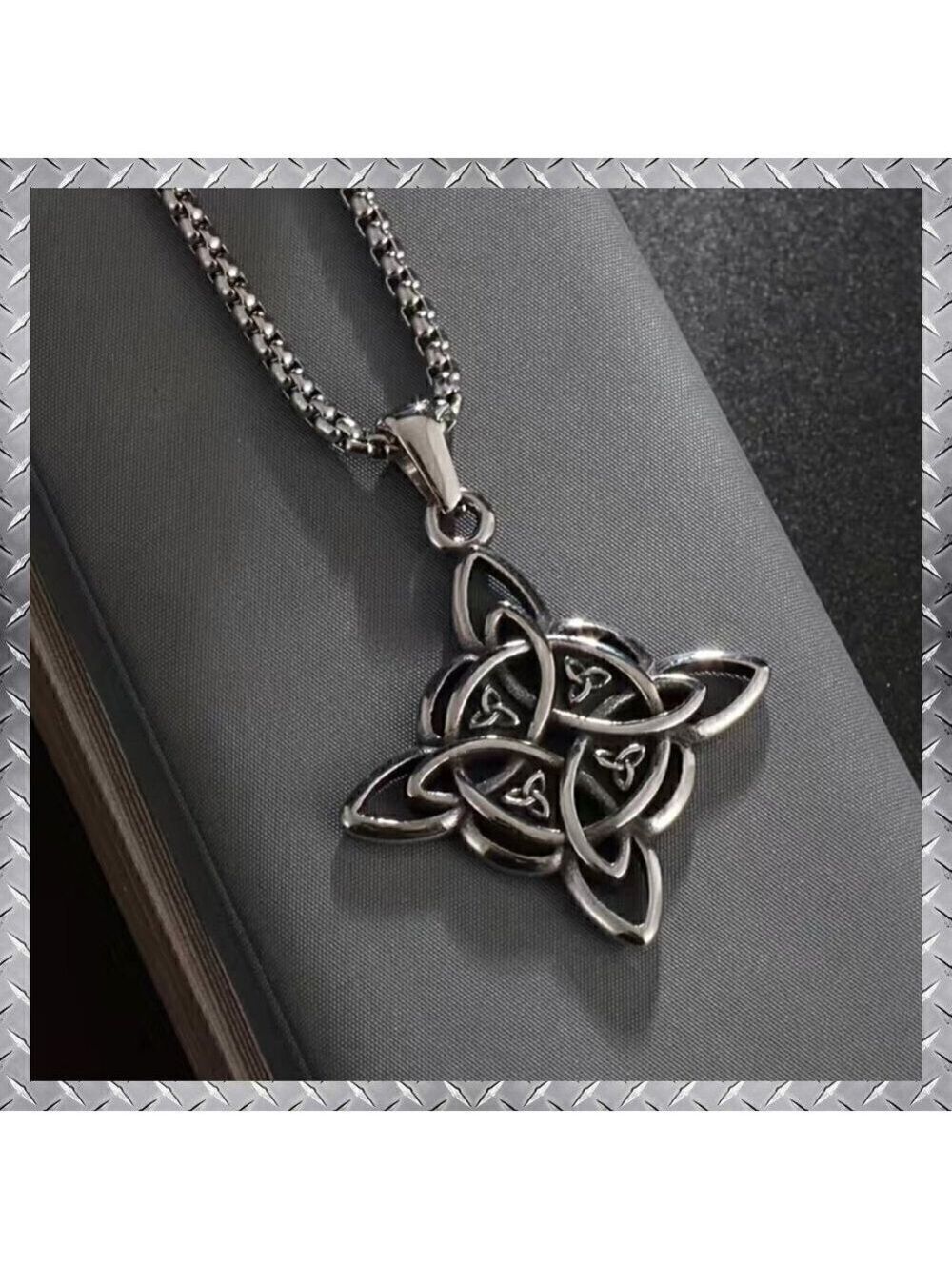 Large Irish Celtic Cross Pendant and Necklace #1197